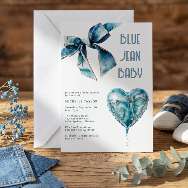 Blue Jean Baby Denim Baby Shower Invitation (Creator Uploaded)