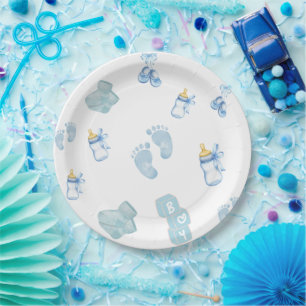 Blue jean baby denim baby shower invitation paper plates