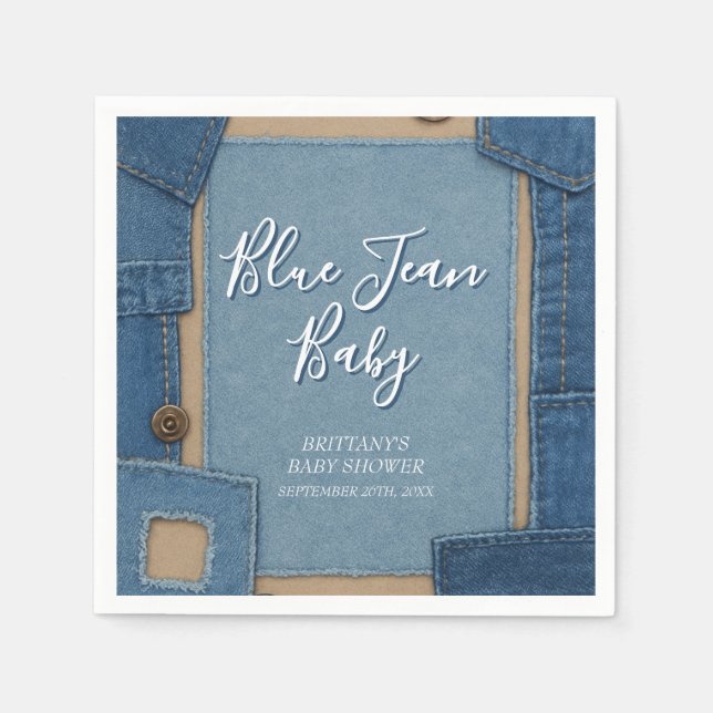 Blue Jean Baby Denim Baby Shower Napkins (Front)