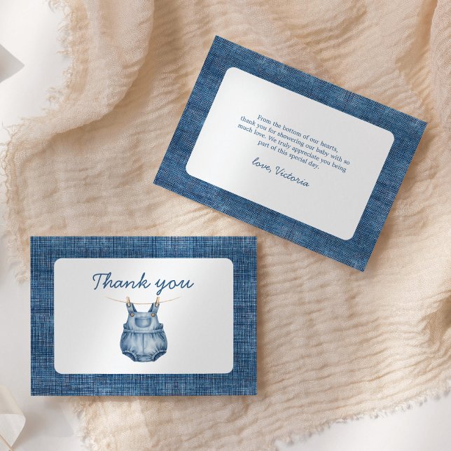 Blue Jean Baby Denim Baby Shower Thank You Card (Creator Uploaded)