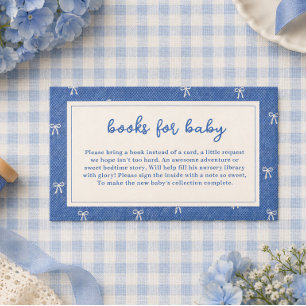 Blue Jean Baby Denim Bow Books for Baby Shower Note Card