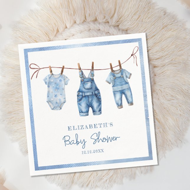 Blue Jean Baby Denim Boy Baby Shower Napkins (Creator Uploaded)