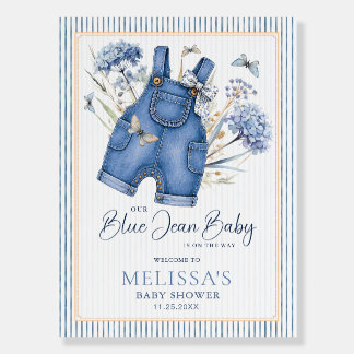Blue Jean Baby Denim Overalls Shower Welcome Sign