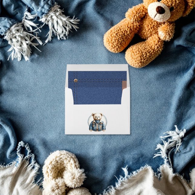 Blue Jean Baby Denim Pocket Lined Baby Shower Envelope (Blue Jean Baby Denim Pocket Lined Baby Shower Envelope)