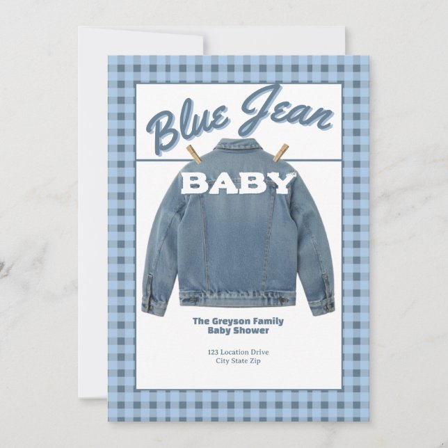 Blue Jean Baby - Denim Shower Custom Invitation (Front)