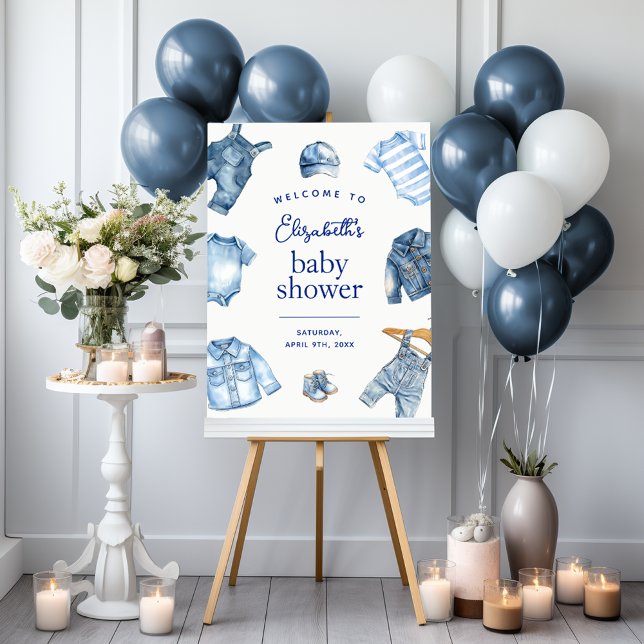 Blue Jean Baby Denim Themed Baby Shower Welcome Foam Board (Blue Jean Baby Denim Themed Baby Shower Welcome Foam Board)