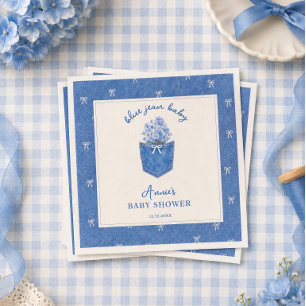 Blue Jean Baby Denim White Bow Baby Shower Napkins