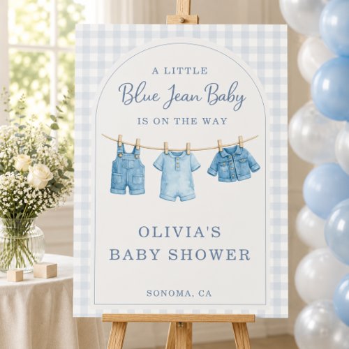 Blue Jean Baby Gingham Baby Shower Welcome Foam Board