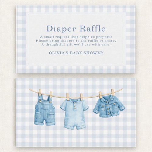 Blue Jean Baby Gingham Diaper Raffle Baby Shower Enclosure Card