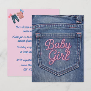 Blue Jean Baby Girl Shower Digital Download Invitation