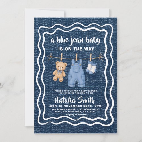 Blue Jean Baby Is On The Way Baby Shower Invitation