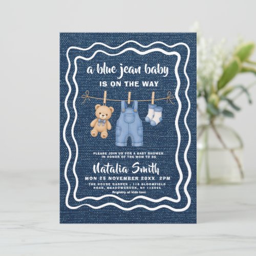 Blue Jean Baby Is On The Way Baby Shower Invitation