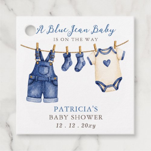 Blue Jean Baby Is On The Way Boy Baby Shower Favor Tags