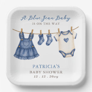 Blue Jean Baby Is On The Way Girl Baby Shower Paper Plates