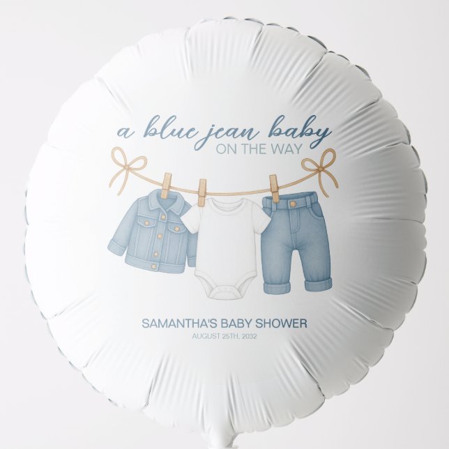 Blue Jean Baby On The Way Baby Shower  Balloon (Front)