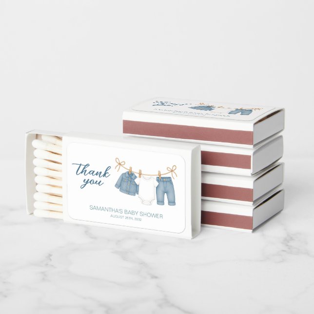 Blue Jean Baby On The Way Baby Shower  Matchboxes (Stacked)