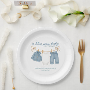 Blue Jean Baby On The Way Baby Shower Paper Plates