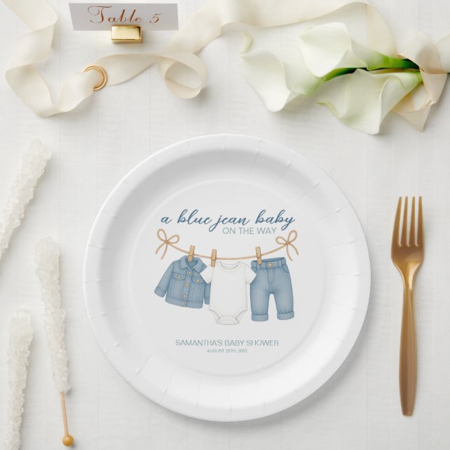 Blue Jean Baby On The Way Baby Shower  Paper Plates (Wedding)
