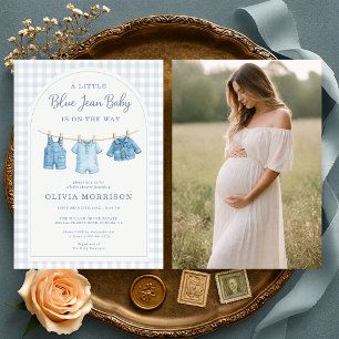 Blue Jean Baby Photo Baby Shower Invitation
