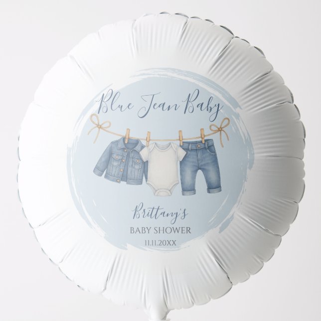 Blue Jean Baby Shower Baby Outfit  Balloon (Front)