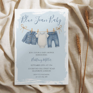 Blue Jean Baby Shower Baby Outfit Invitation