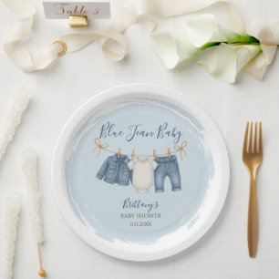 Blue Jean Baby Shower Baby Outfit Paper Plates