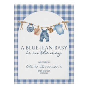 Blue Jean Baby Shower Banner Cowboy Poster
