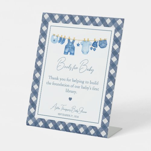 Blue Jean Baby Shower Books for Baby Pedestal Sign