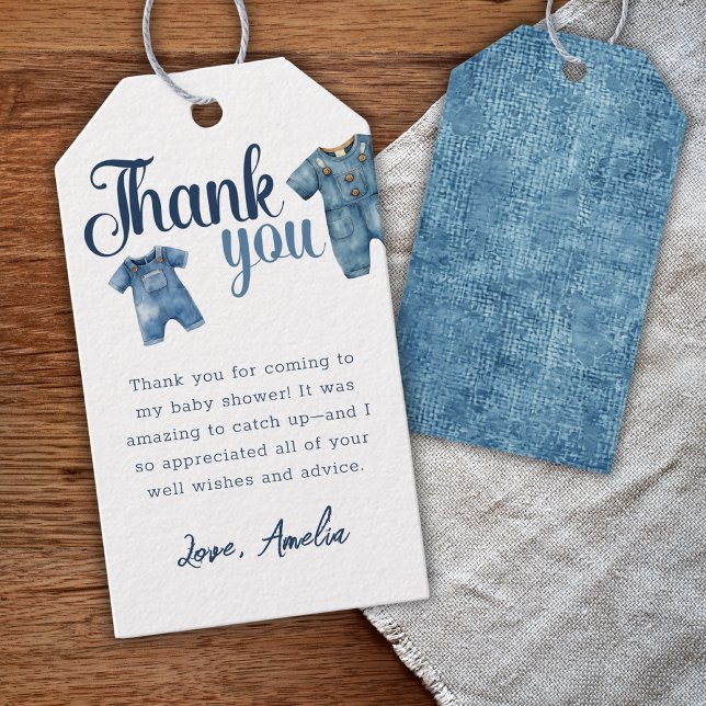  Blue Jean Baby Shower Boy Denim  Gift Tags (Creator Uploaded)
