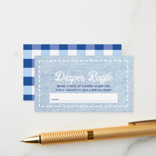 Blue Jean Baby  Shower Boy Diaper Raffle Ticket Enclosure Card