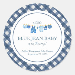 Blue Jean Baby Shower  Classic Round Sticker