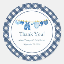 Blue Jean Baby Shower  Classic Round Sticker