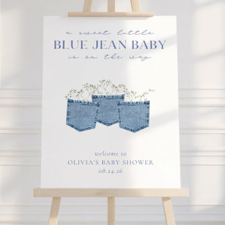 Blue Jean Baby Shower Decor Welcome Sign Boy Girl