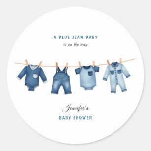 Blue Jean Baby Shower - Denim Theme Classic Round Sticker