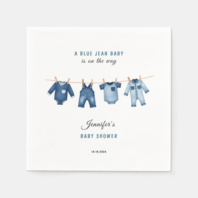 Blue Jean Baby Shower - Denim Theme Napkins (Front)