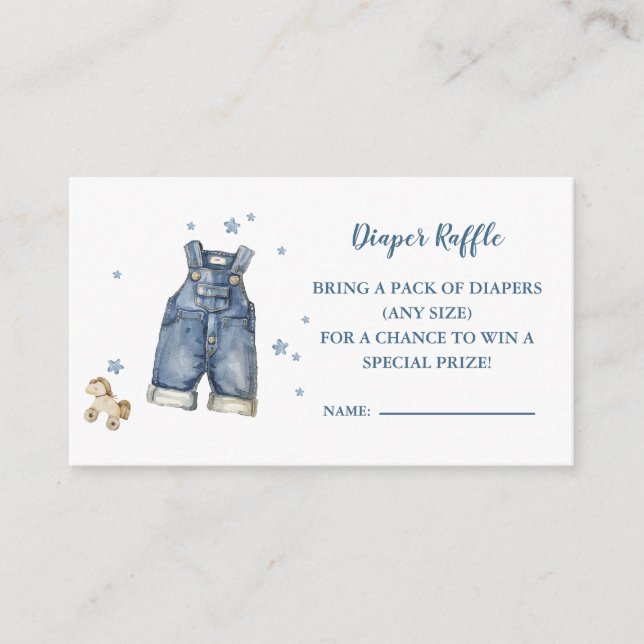 Blue Jean Baby Shower Diaper Raffle Card (Front)