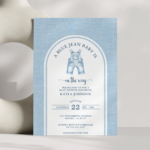 Blue Jean Baby Shower Elegant Watercolor Arch Invitation