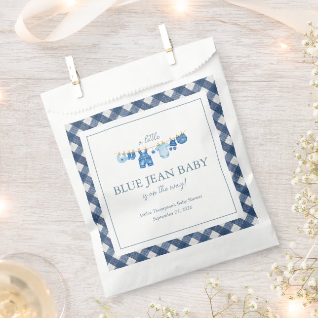 Blue Jean Baby Shower Favor Bag (Clipped)