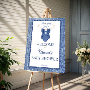 Blue jean baby shower for girl welcome sign