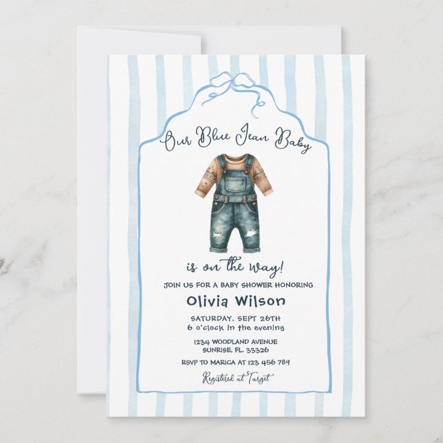 Blue Jean Baby Shower Invitation (Front)