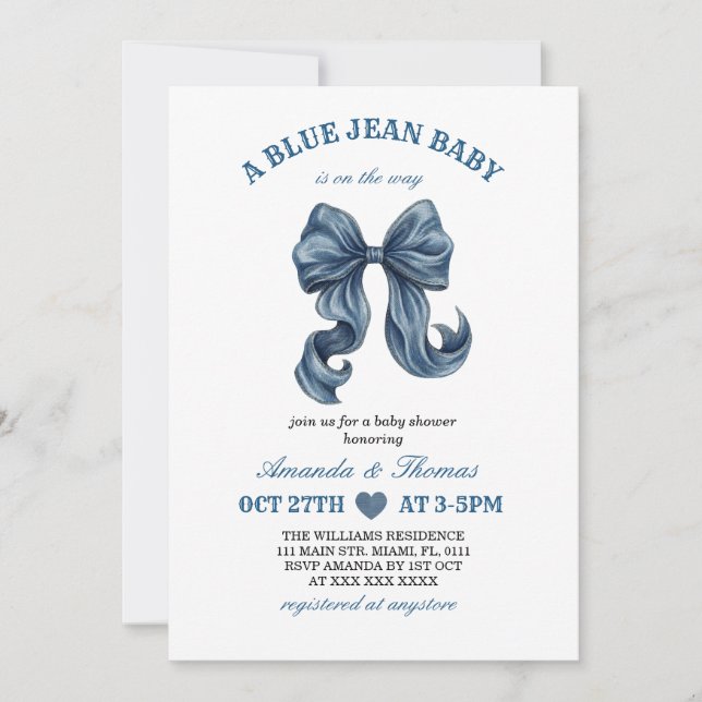 Blue Jean Baby Shower Invitation (Front)