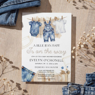 Blue Jean Baby Shower Invitation