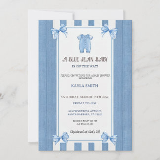 Blue Jean Baby Shower Invitation | Denim Baby Boy