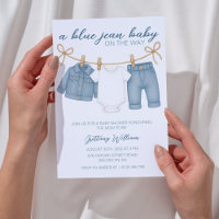 Blue Jean Baby Shower Invitation for Boys