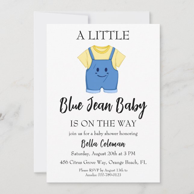 blue jean baby shower invitations (Front)