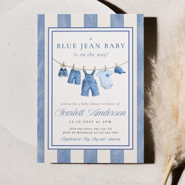 Blue Jean Baby Shower Invite, Denim Baby Shower  Invitation (Creator Uploaded)