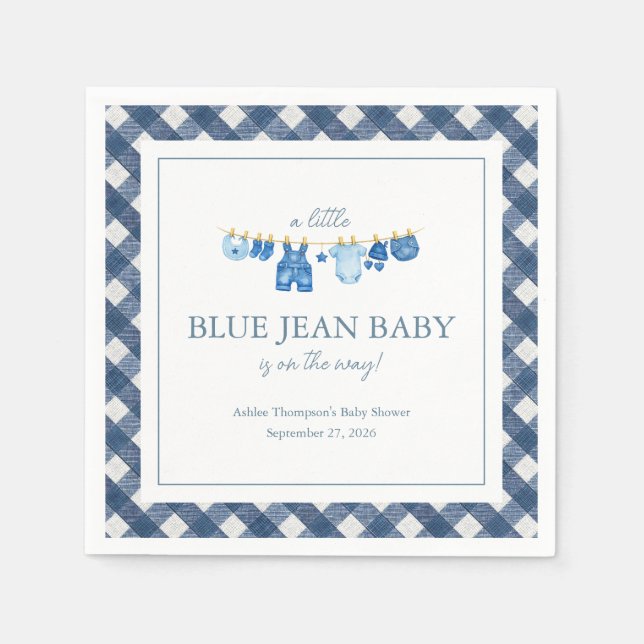 Blue Jean Baby Shower Napkins (Front)