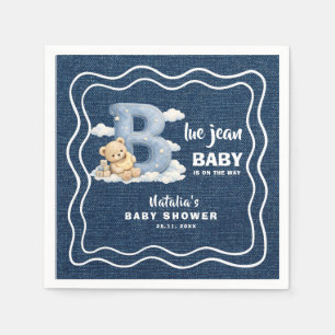 Blue Jean Baby Shower Napkins   Denim Teddy Bear 