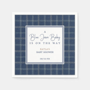 Blue Jean Baby Shower Preppy Navy Plaid  Napkins