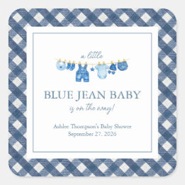 Blue Jean Baby Shower  Square Sticker